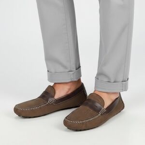 Moreschi Bahamas Nubuck Leather Driving Moccasin PERFORATO MARRONE SCURO Mens 7